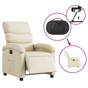 vidaXL Electric Recliner Chair Cream Faux Leather-3