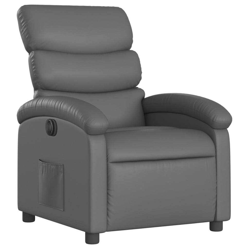 vidaXL Electric Recliner Chair Gray Faux Leather-1