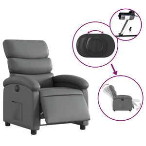 vidaXL Electric Recliner Chair Gray Faux Leather-3