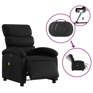 vidaXL Electric Massage Recliner Chair Black Faux Leather-3