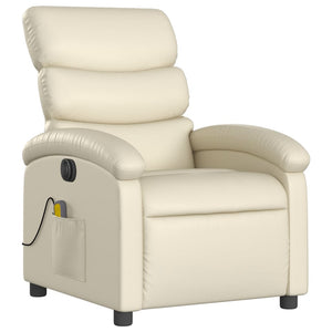 vidaXL Electric Massage Recliner Chair Cream Faux Leather-1