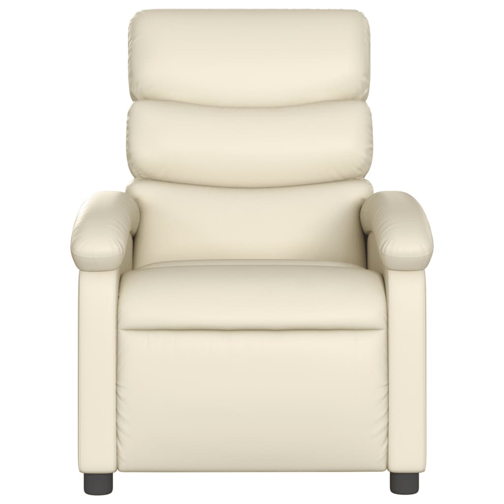 vidaXL Electric Massage Recliner Chair Cream Faux Leather-6