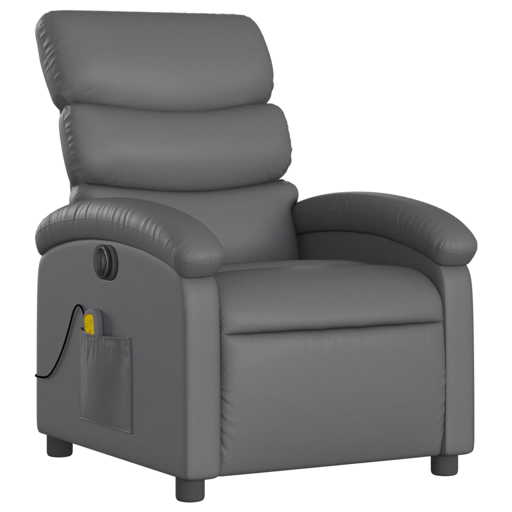 vidaXL Electric Massage Recliner Chair Gray Faux Leather-1