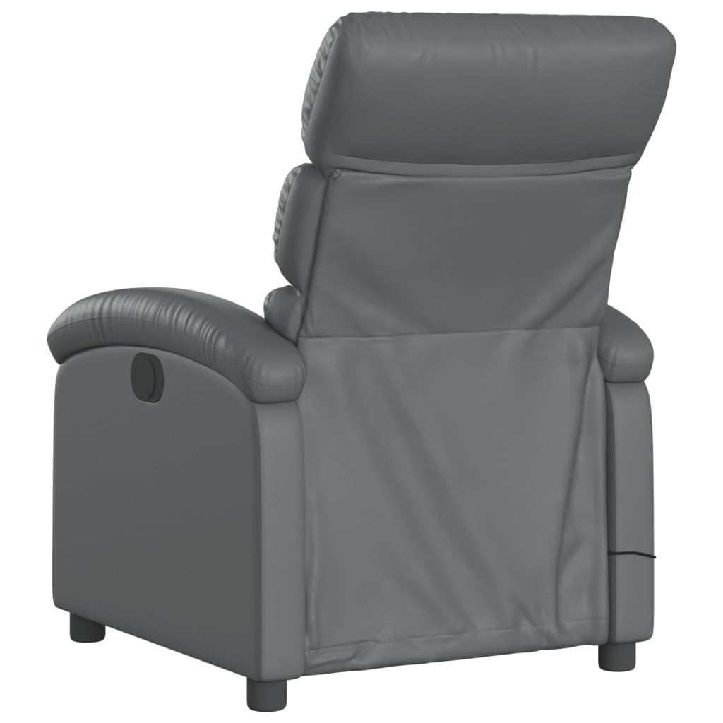 vidaXL Electric Massage Recliner Chair Gray Faux Leather-2