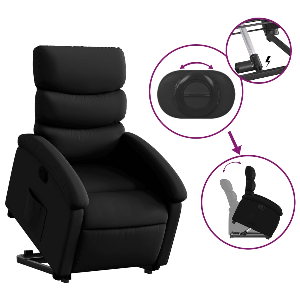 vidaXL Stand up Recliner Chair Black Faux Leather-3