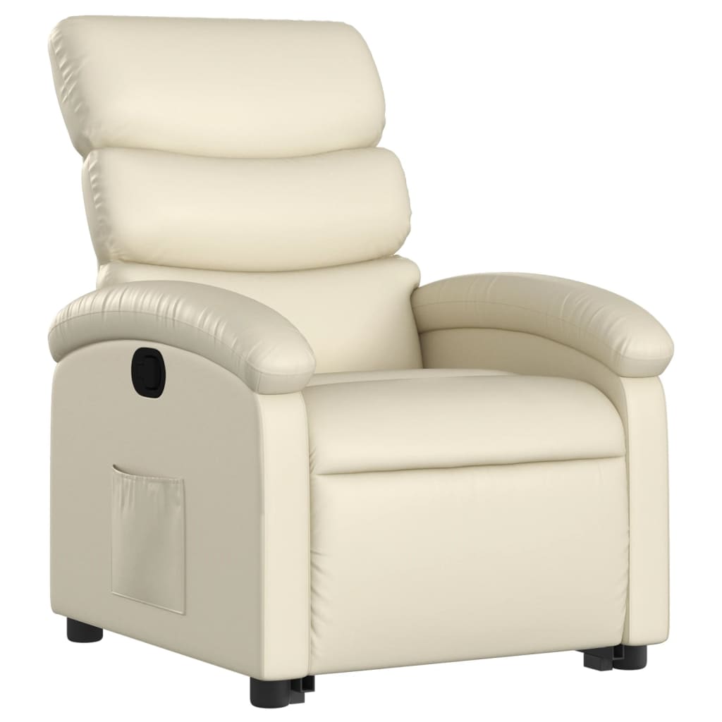 vidaXL Stand up Recliner Chair Cream Faux Leather-1