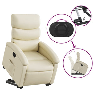 vidaXL Stand up Recliner Chair Cream Faux Leather-3