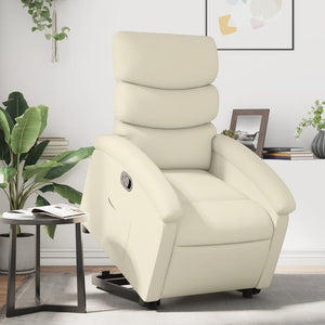 vidaXL Stand up Recliner Chair Cream Faux Leather-0