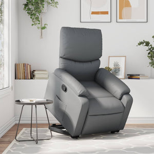 vidaXL Stand up Recliner Chair Gray Faux Leather-2