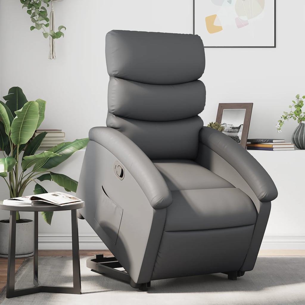 vidaXL Stand up Recliner Chair Gray Faux Leather-0