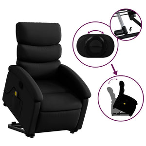 vidaXL Stand up Massage Recliner Chair Black Faux Leather-3