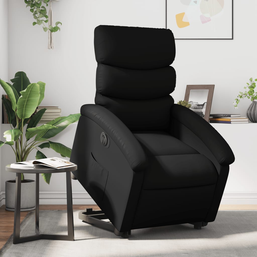 vidaXL Electric Stand up Recliner Chair Black Faux Leather-0