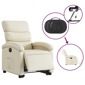 vidaXL Electric Stand up Recliner Chair Cream Faux Leather-3