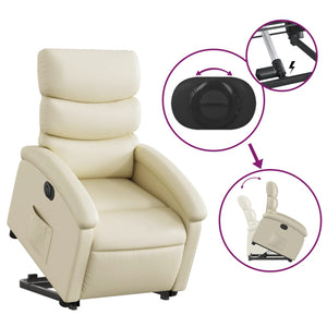 vidaXL Electric Stand up Recliner Chair Cream Faux Leather-7