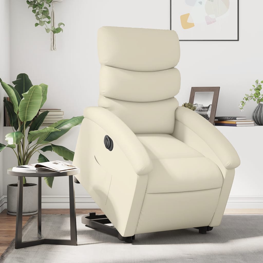 vidaXL Electric Stand up Recliner Chair Cream Faux Leather-0