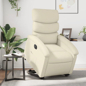 vidaXL Electric Stand up Recliner Chair Cream Faux Leather-0