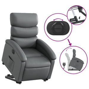 vidaXL Electric Stand up Recliner Chair Gray Faux Leather-7