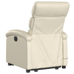 vidaXL Electric Stand up Massage Recliner Chair Cream Faux Leather-2