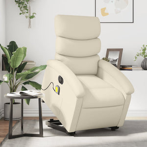 vidaXL Electric Stand up Massage Recliner Chair Cream Faux Leather-0