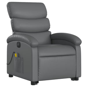 vidaXL Electric Stand up Massage Recliner Chair Gray Faux Leather-1