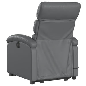 vidaXL Electric Stand up Massage Recliner Chair Gray Faux Leather-2