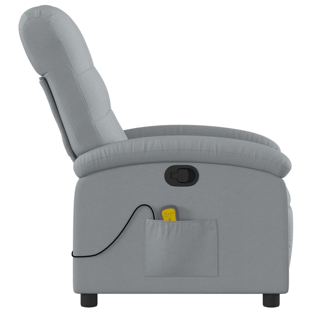 vidaXL Massage Recliner Chair Light Gray Fabric-2