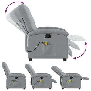 vidaXL Massage Recliner Chair Light Gray Fabric-4