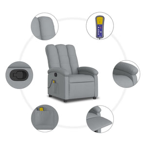 vidaXL Massage Recliner Chair Light Gray Fabric-6