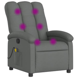 vidaXL Massage Recliner Chair Dark Gray Fabric-5