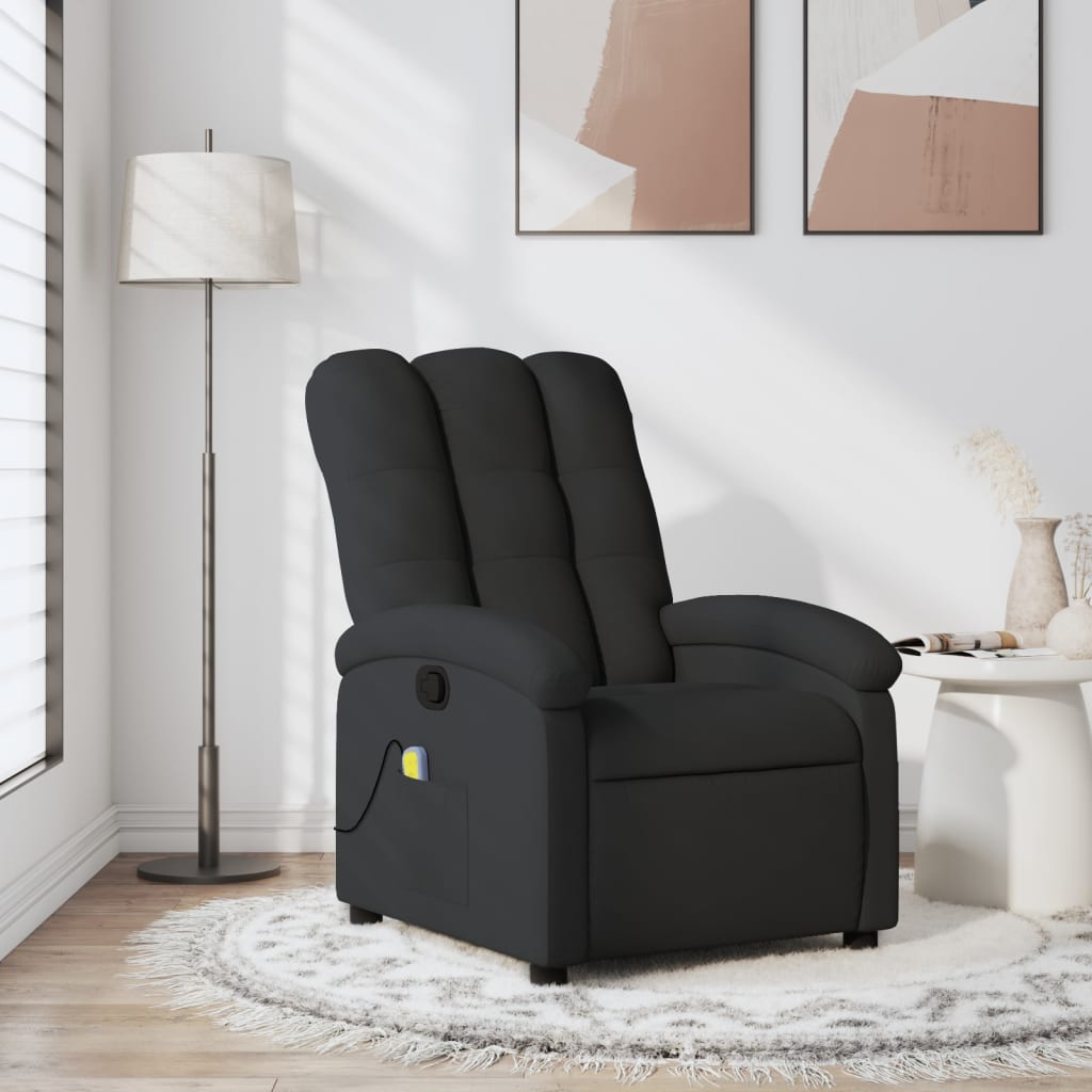 vidaXL Massage Recliner Chair Black Fabric-0