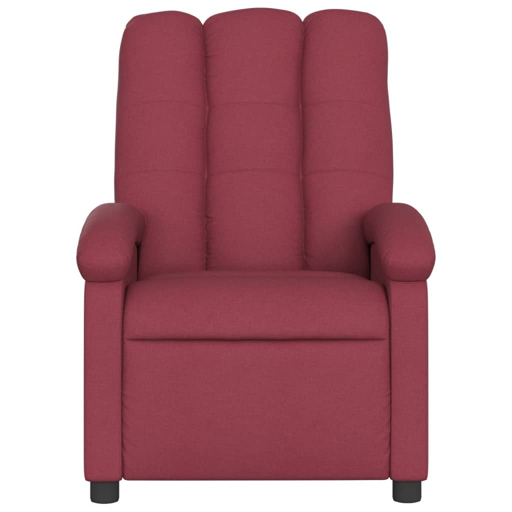 vidaXL Massage Recliner Chair Wine Red Fabric-1