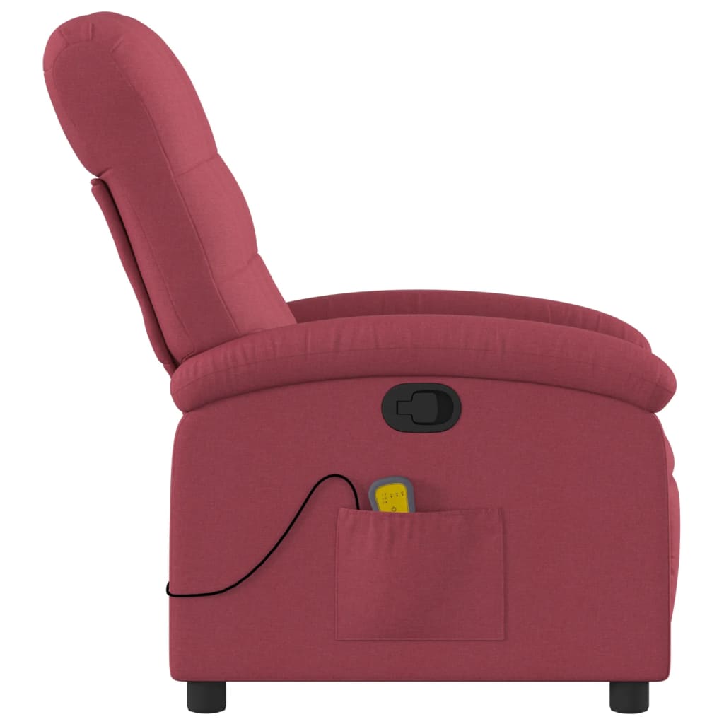 vidaXL Massage Recliner Chair Wine Red Fabric-2