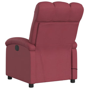 vidaXL Massage Recliner Chair Wine Red Fabric-3