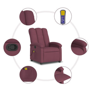 vidaXL Massage Recliner Chair Purple Fabric-6