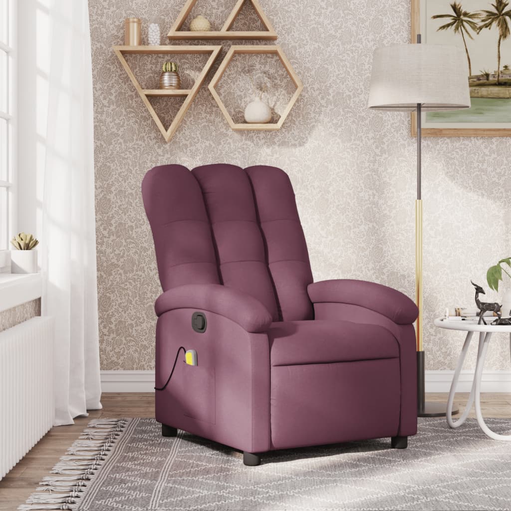 vidaXL Massage Recliner Chair Purple Fabric-0