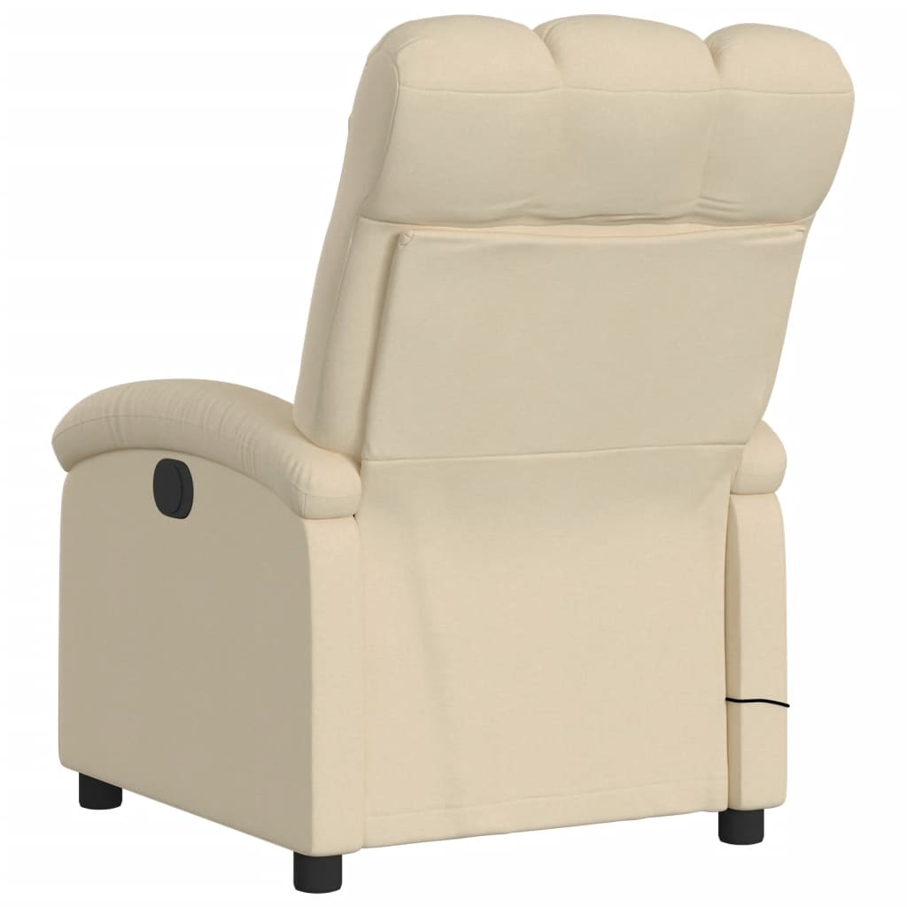 vidaXL Massage Recliner Chair Cream Fabric-3