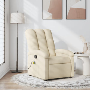 vidaXL Massage Recliner Chair Cream Fabric-0