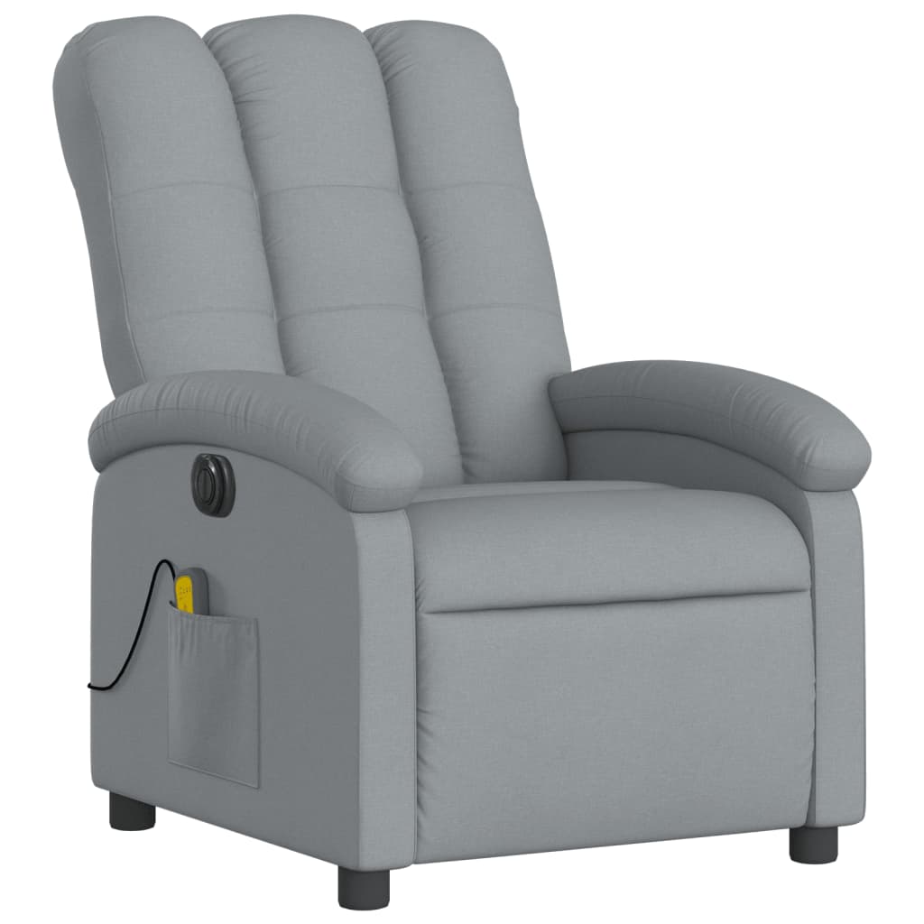 vidaXL Electric Massage Recliner Chair Light Gray Fabric-1