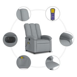 vidaXL Electric Massage Recliner Chair Light Gray Fabric-5