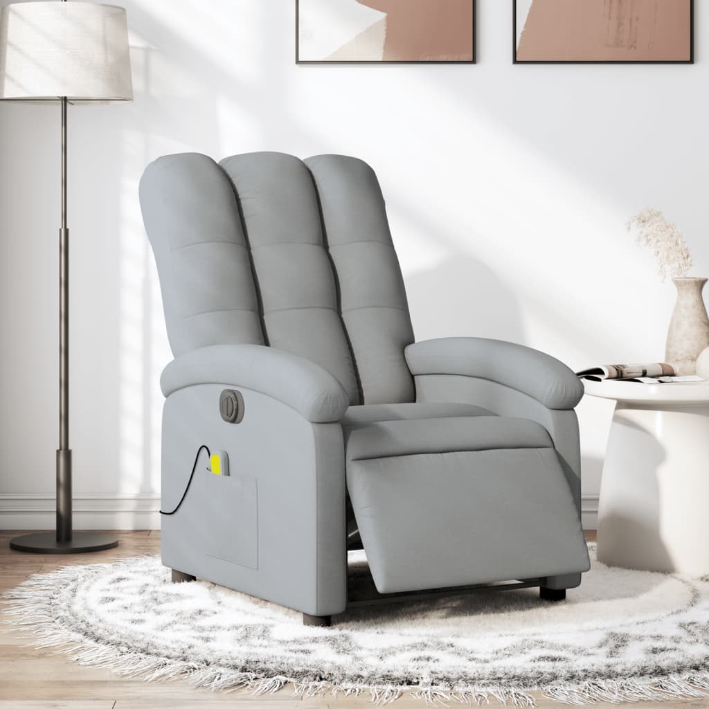 vidaXL Electric Massage Recliner Chair Light Gray Fabric-0