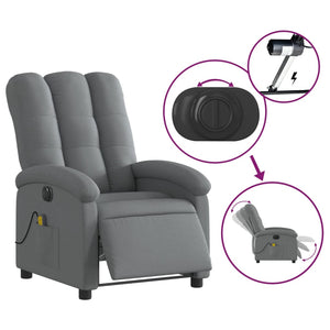 vidaXL Electric Massage Recliner Chair Dark Gray Fabric-3