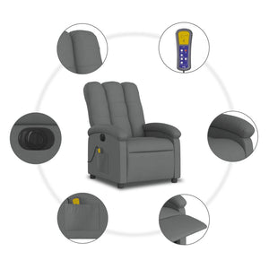 vidaXL Electric Massage Recliner Chair Dark Gray Fabric-5