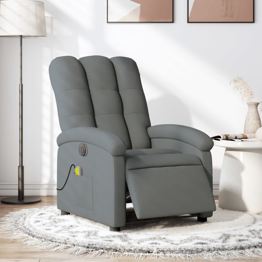 vidaXL Electric Massage Recliner Chair Dark Gray Fabric-0