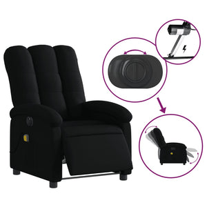 vidaXL Electric Massage Recliner Chair Black Fabric-3