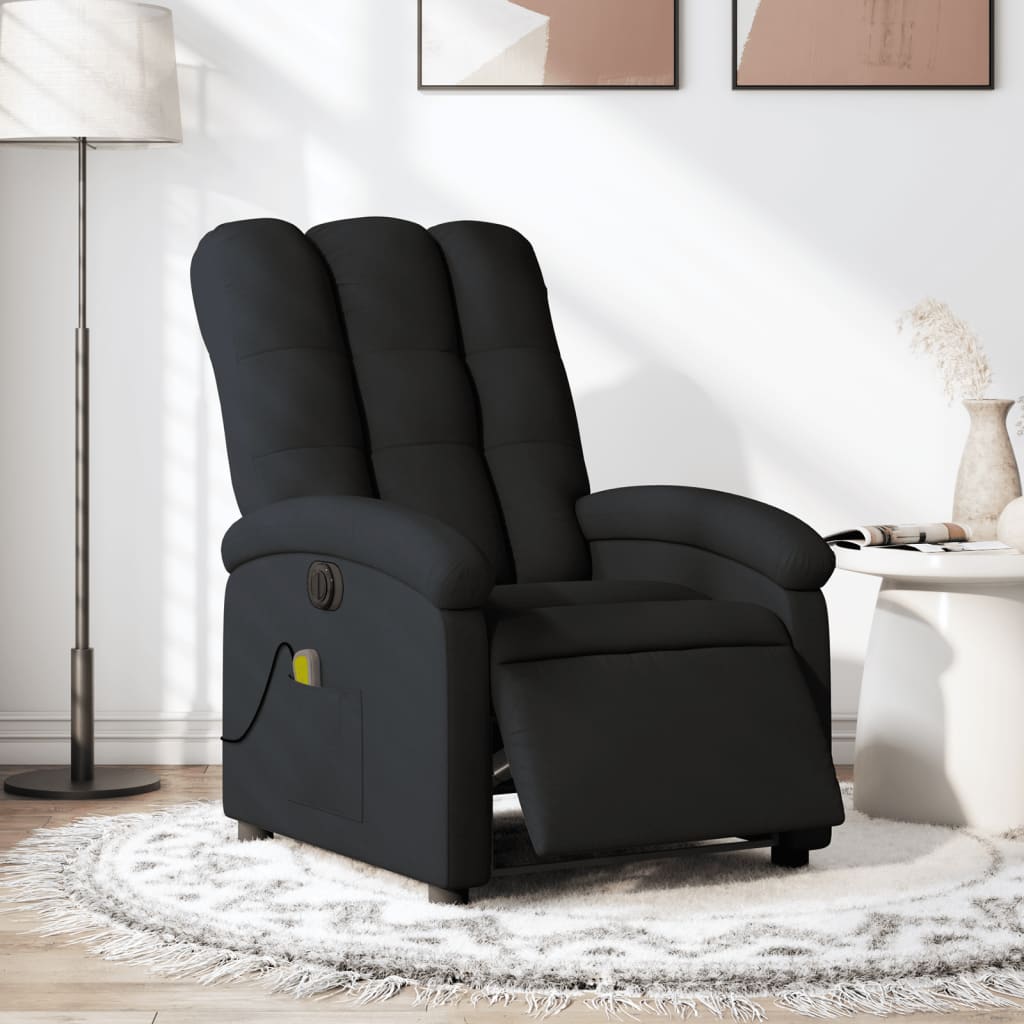 vidaXL Electric Massage Recliner Chair Black Fabric-0