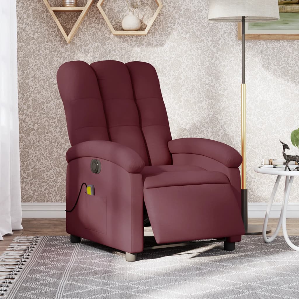 vidaXL Electric Massage Recliner Chair Purple Fabric-0