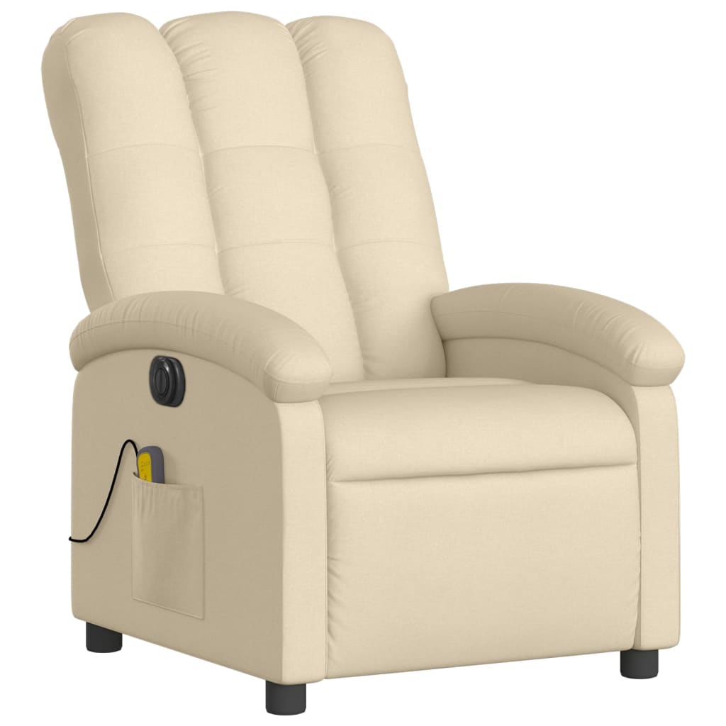 vidaXL Electric Massage Recliner Chair Cream Fabric-1