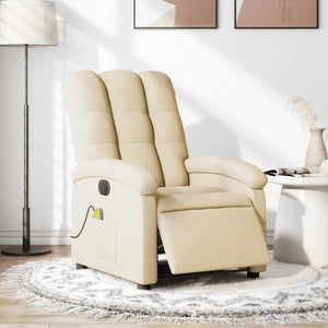 vidaXL Electric Massage Recliner Chair Cream Fabric-0