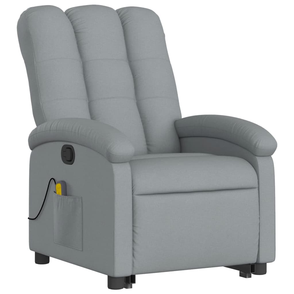 vidaXL Stand up Massage Recliner Chair Light Gray Fabric-1