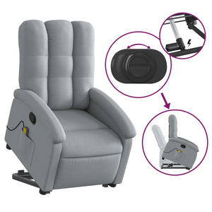 vidaXL Stand up Massage Recliner Chair Light Gray Fabric-2